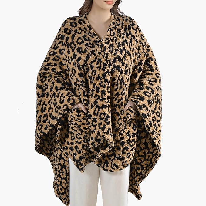 JOOJA Wearable Blanket Super Soft Feather Yarn Blanket Shawl with Pockets Fuzzy Throw Blanket TV Blanket for Adults Teens