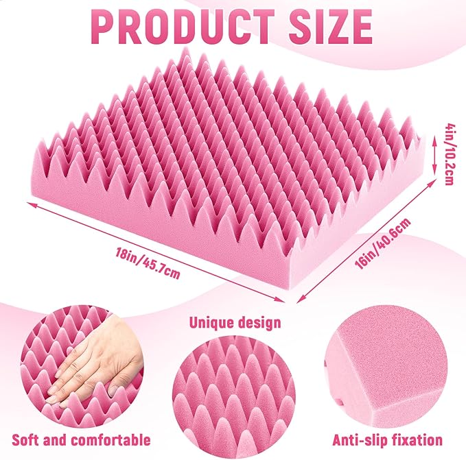 Geiserailie 2 Pcs Egg Foam Pad Eggs Chair Cushion to Relieve Back Foam Seat Cushion Chair Accessories Pad for Office Recliner Wheelchair Home Car (Egg,Pink)