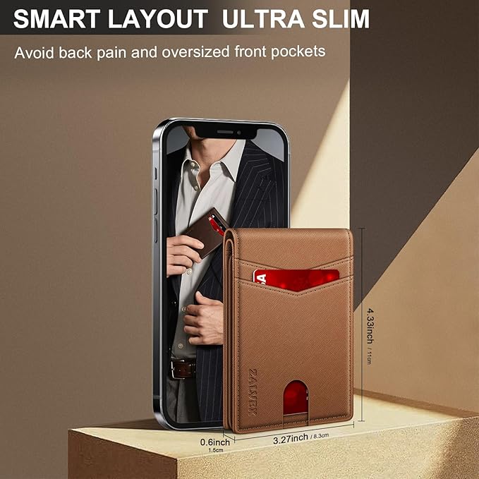 Wallet for Men Slim RFID Blocking Leather Credit Card Holder Wallet for 14 Cards, Bifold Minimalist Thin Wallet with 2 ID Windows & Cash Slot, Front Pockt Carteras Para Hombres, Birthday Gifts for Men