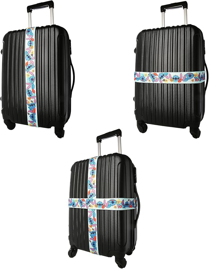 Disney Stitch Luggage Strap 2-Piece Set Officially Licensed, Adjustable Luggage Straps from 30'' to 72''