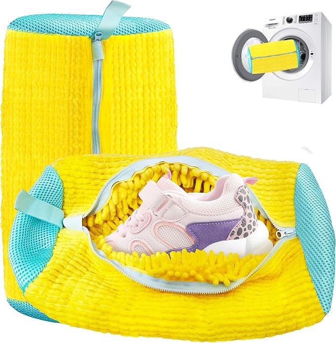 Shoe Washing Machine Bag, Shoe Laundry Bag, Shoe Cleaning Bag for Sneaker Tennis Shoes Unstain Cleaner Kit, Yellow 2PCS