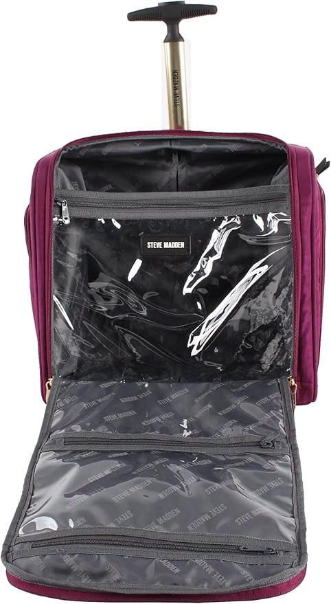 Steve Madden Designer Luggage Collection - 3 Piece Softside Expandable Lightweight Spinner Suitcase Set - Travel Set Includes an Under Seat Bag, 20-Inch Carry on and 28-Inch Checked Suitcase,