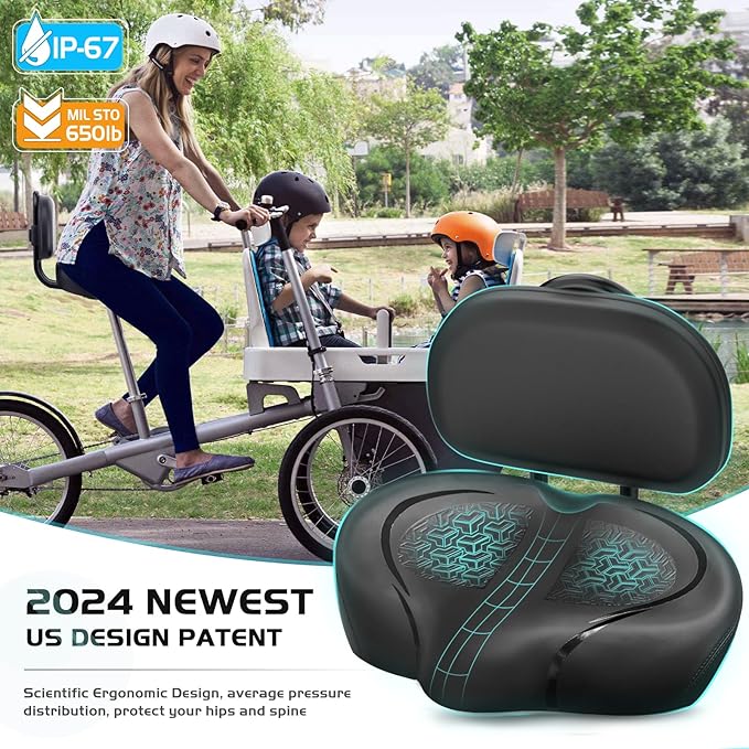 Noseless Bike Seat Cushion for Men & Women - Extra Padding & Comfort Wide Bicycle Seat, Oversized Comfortable Saddle for Peloton Bikes, Exercise Bikes, Electric Bikes, Cruiser Bikes