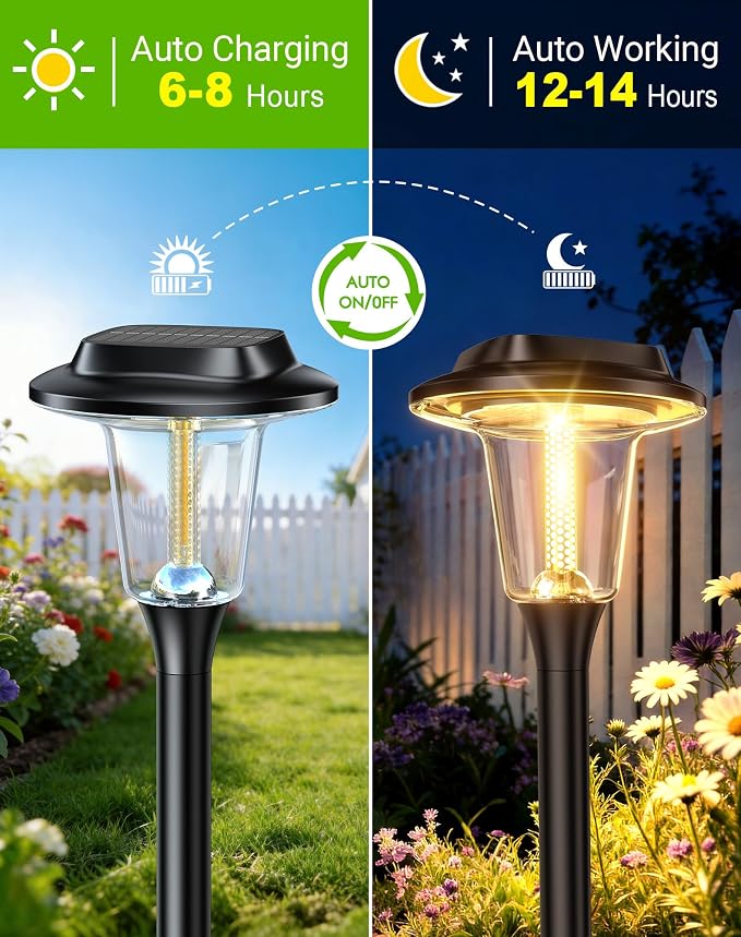 2026 New Solar Pathway Lights, 10 Pack Solar Lights Outdoor, Waterproof IP65, Upgraded Bright LED, Auto On/Off, Modern Garden Lights, Solar Powered Light for Yard, Lawn, Walkway, Driveway, Patio Decor