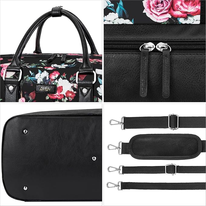 Weekender Bag for Women, Large Overnight Bag Canvas Travel Duffel Bag Carry On Tote with Shoe Compartment 21" 3Pcs Set