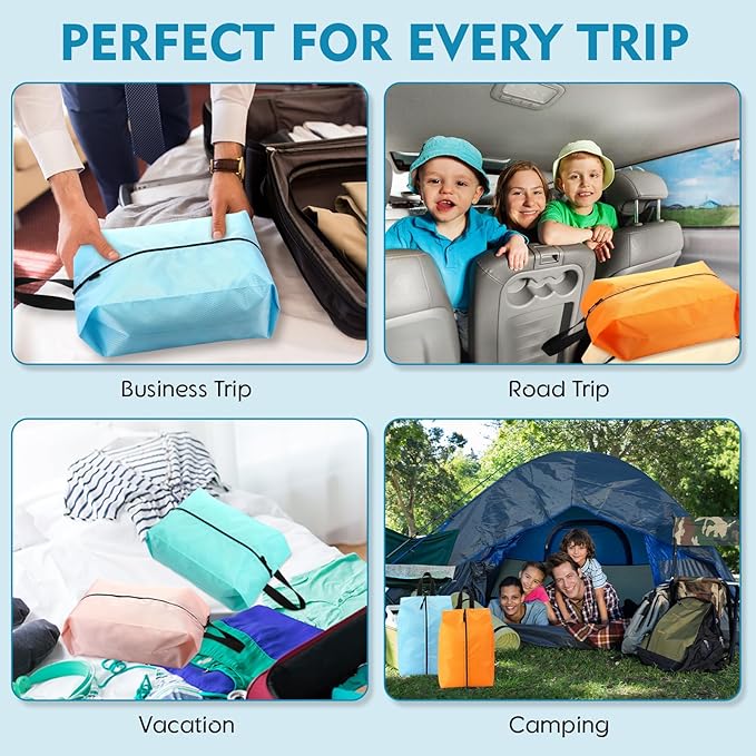 6 Pcs Travel Shoe Bags with Zipper Portable Suitcase Shoe Organizer Packing for Men Women Nylon Multicolor (L,Pastel)