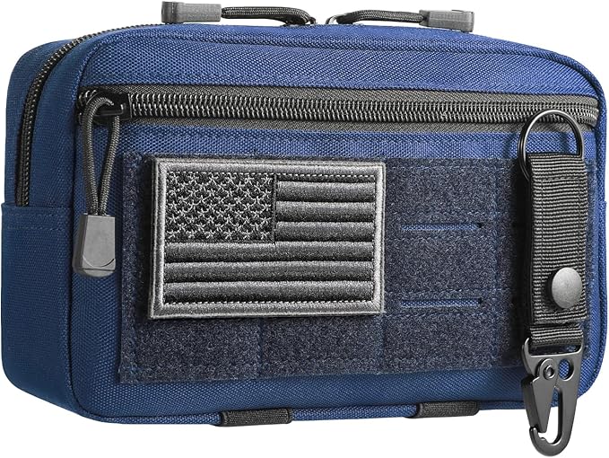 FRTKK Tactical Molle Admin Pouch Utility Laser Cut EDC Tool Pouch Bag Horizontal Modular Pouches Include US Flag Patch and Keychain