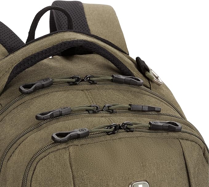 SwissGear 5505 Cecil 16” Laptop Backpack Olive – Daily Laptop Bag with Gear Attachment Options – Multiple Organizer Pockets & Padded Shoulder Straps