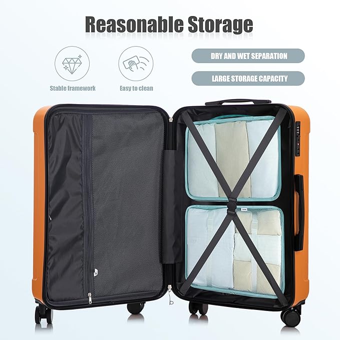 Merax 3 pcs/set in ABS Spinner Wheel Luggage Set, Carry on Suitcase