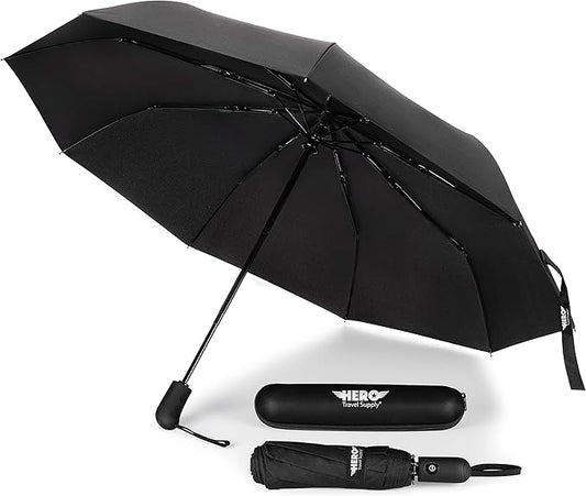 HERO Travel Umbrella - Compact Umbrellas for Rain, Windproof Auto Open Close, Large Coverage Portable Umbrella for Purse and Backpack