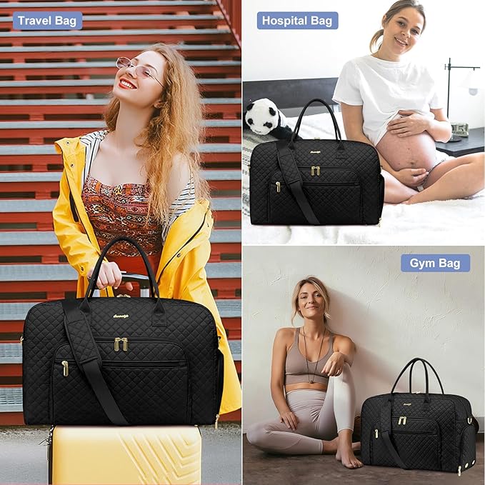 Travel Duffle Weekender Bags for Women - Weekend Bag Women with Shoe Compartment Carry On Overnight Bag with Toiletry Bag Duffel Bags Wet Pocket for Gym Hospital Bags for Labor and Delivery