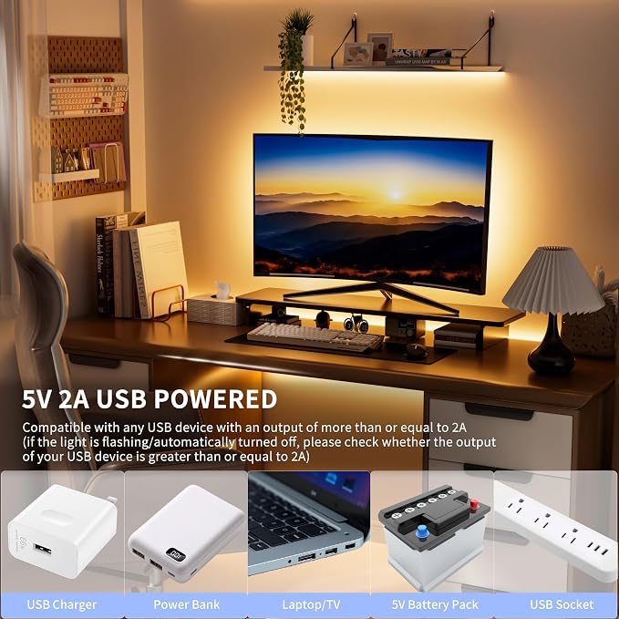 PAUTIX COB LED Strip with Motion Sensor,5V USB LED Tape Light 2700K Warm White,9.84ft Super Bright,Dimmable Motion Activated LED Strip Light for Bedroom,Cabinets,Kitchen,Stair,Closet Lighting Projects