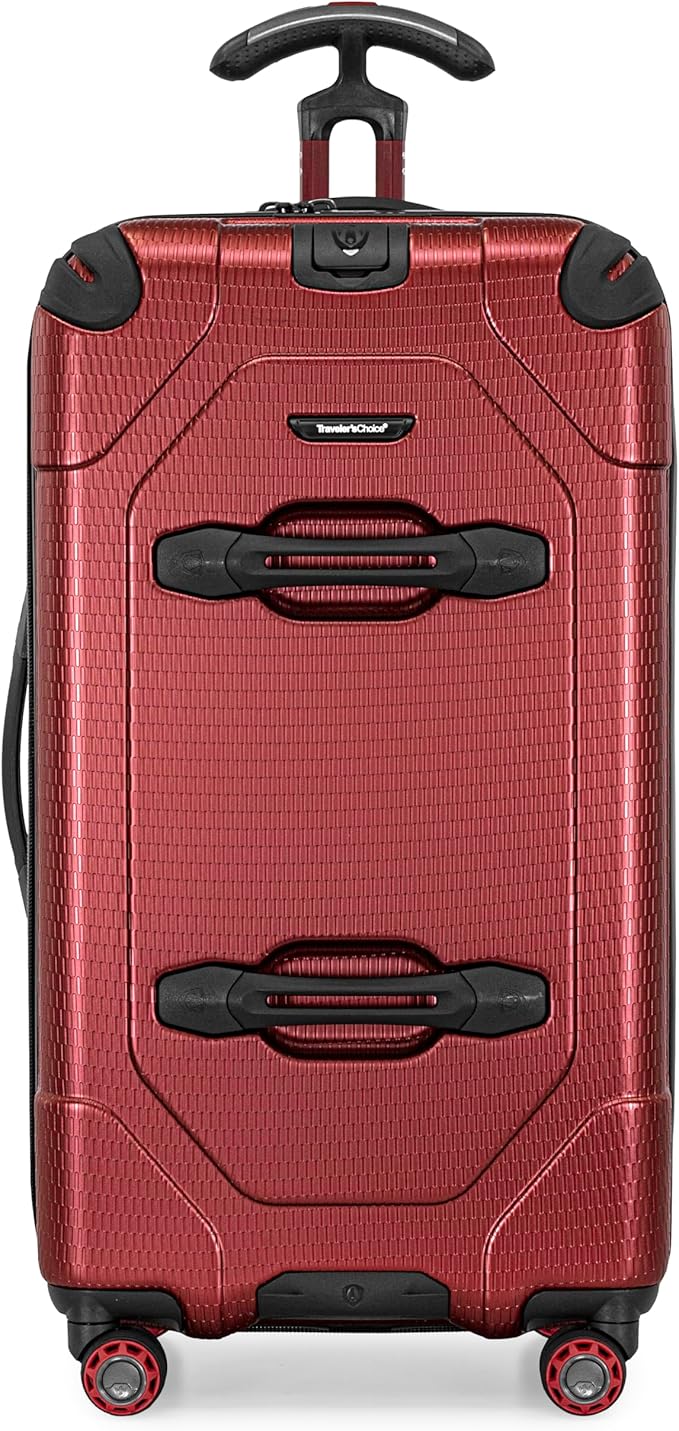 Traveler's Choice Maxporter II Polycarbonate Hardside Trunk with Spinner Wheels, Red, 28-Inch Medium Trunk