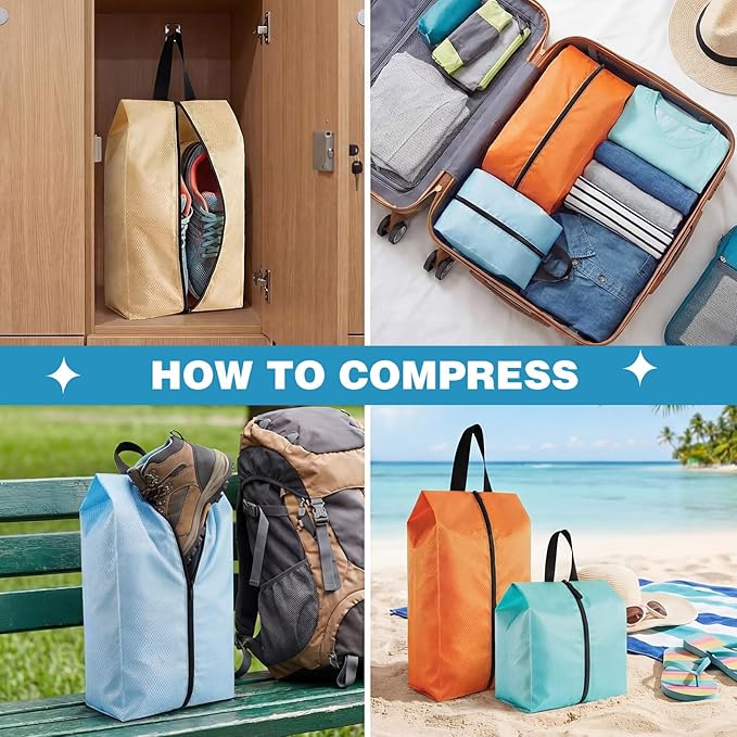 6 Pcs Travel Shoe Bags with Zipper Portable Suitcase Shoe Organizer Packing for Men Women Nylon Multicolor(Mixed,Pastel)