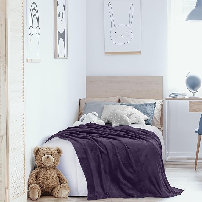 Utopia Bedding Fleece Blanket Twin Size Purple 300GSM Luxury Anti-Static Fuzzy Soft Microfiber Bed Blanket (60x80 Inch)