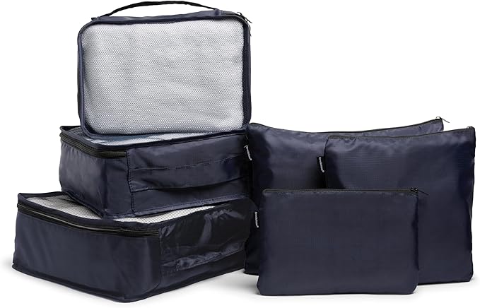 Brookstone Packing Cubes - 6 Piece Compression Packing Cubes for Travel Essentials - Luggage Sets Cube Storage Organizer Bags, Size One Size, Blue