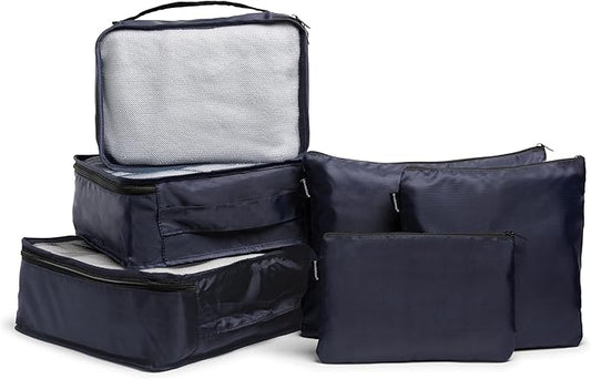Brookstone Packing Cubes - 6 Piece Compression Packing Cubes for Travel Essentials - Luggage Sets Cube Storage Organizer Bags, Size One Size, Blue