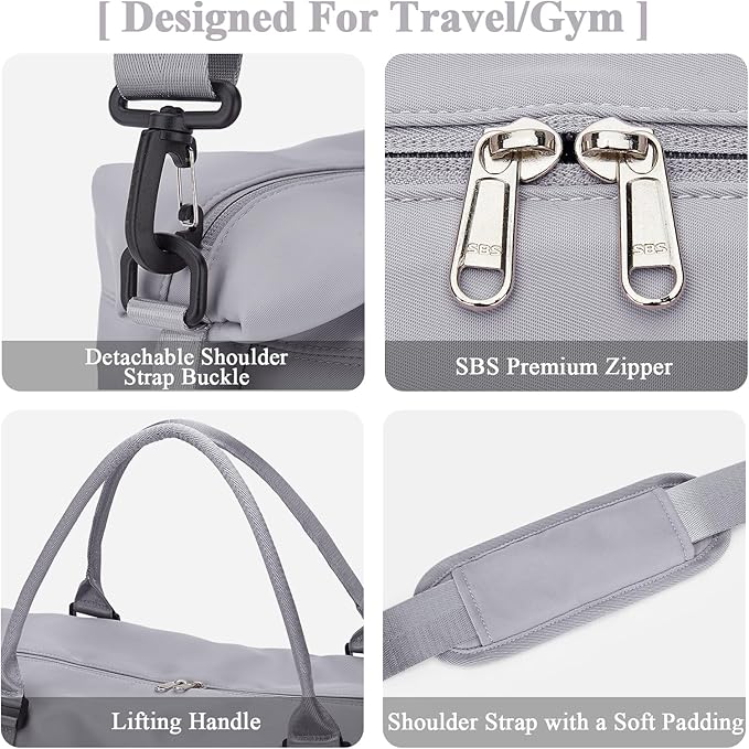 Travel Duffel Bag with Shoes Compartment, Carry on Overnight Weekender Bags for Women, For Spirit Airlines 18x14x8 Personal Item Bag