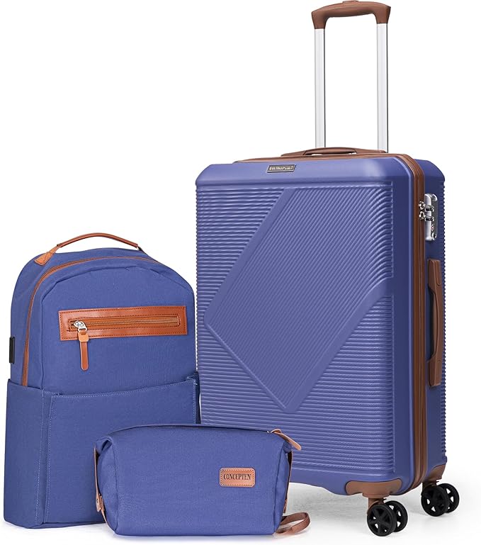 Luggage Sets 3 Piece, 20 Inch Carry On Suitcases With Spinner Wheels, Lightweight Travel Luggage With TSA Lock, ABS Hardshell Suitcase (Lavender)
