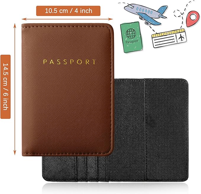 2 Pcs Passport Cover Holder for Travel Waterproof Leather Passport Wallet Case Book Travel Cruise Essentials for Women Men | 2 Pieces, Bridal, Holder, Waterproof, Holder Covers, Travel Wallet
