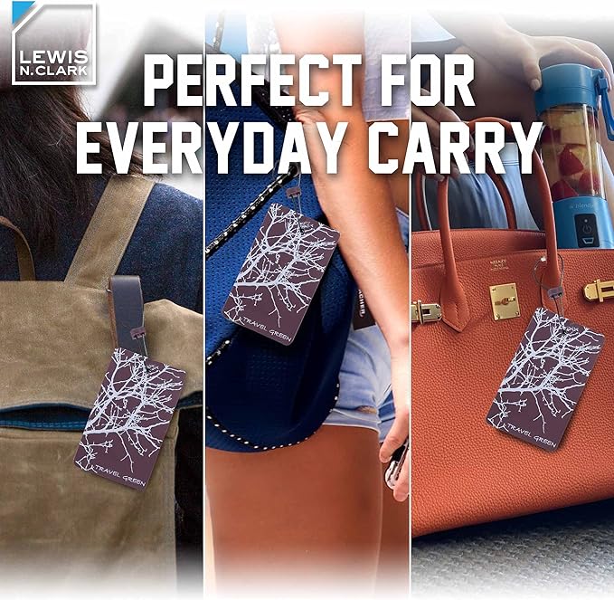 Lewis N. Clark Travel Luggage Tag and Suitcase Identifiers for Women and Men, Carry on, Backpack and More, Purple Branches, Single