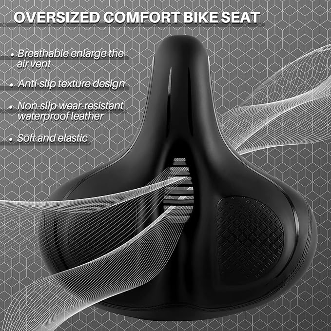Oversized Bike Seat for Peloton Bike & Bike+, Comfort Seat Cushion Compatible with Peloton, Road or Exercise Bikes, Bicycle Wide Saddle Replacement for Men & Women, Accessories for Peloton