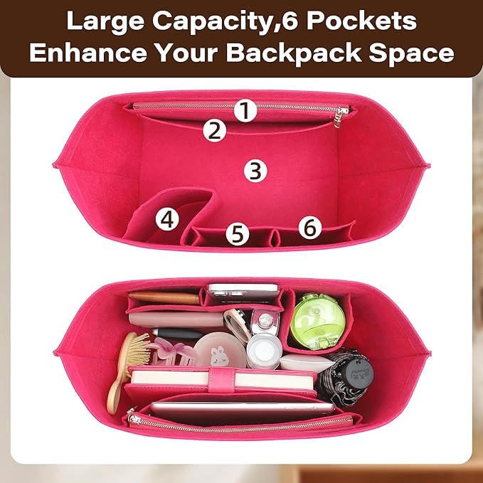 Fit Longchamp Organizer Insert, for Long Champ Le Pliage L Bag Handbag Women, with Cup Holder, Large/Rosy