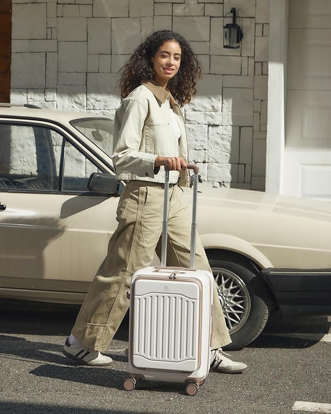 LOVEVOOK Carry On Luggage 22x14x9 Airline Approved, Expandable Hard Shell Suitcase with Spinner Wheels, USB Charging Port & Front Pocket, PC Hardside Rolling Luggage with TSA Lock for Travel