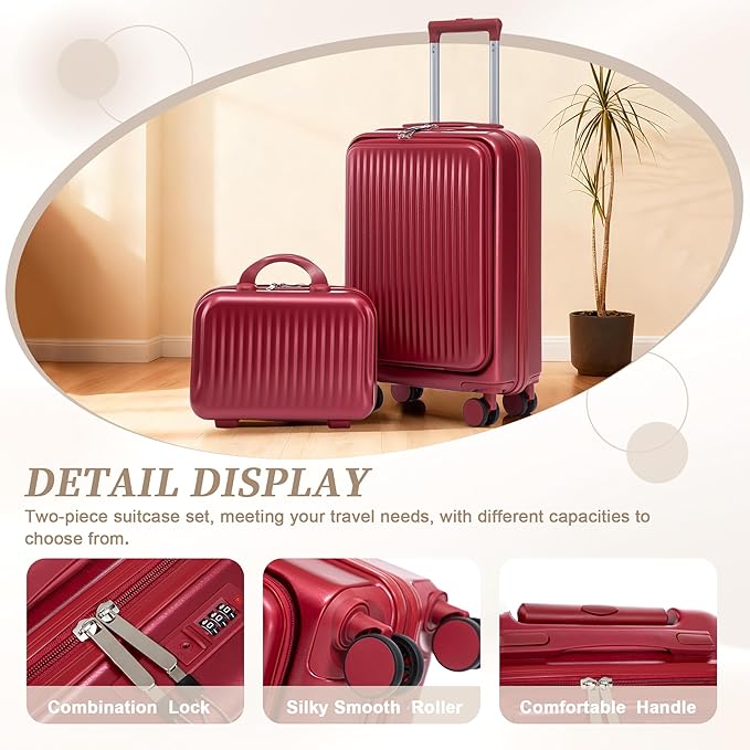 Hardside Luggage, Lightweight Durable Suitcases with Spinner Wheels, 20/14 Inch