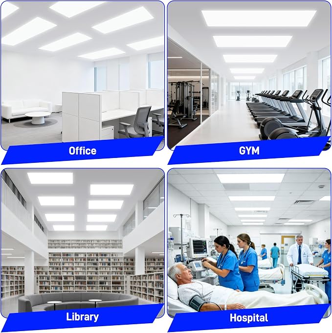 hykolity 2x4 LED Flat Panel Light,30W/40W/50W Dimmable,Drop Ceiling 4 Pack | Selectable Watts 0-10V Dimmable 5000K Daylight 6500LM ETL Recessed Light for Office Classroom Garage Replaces 3-Lamp Fixture
