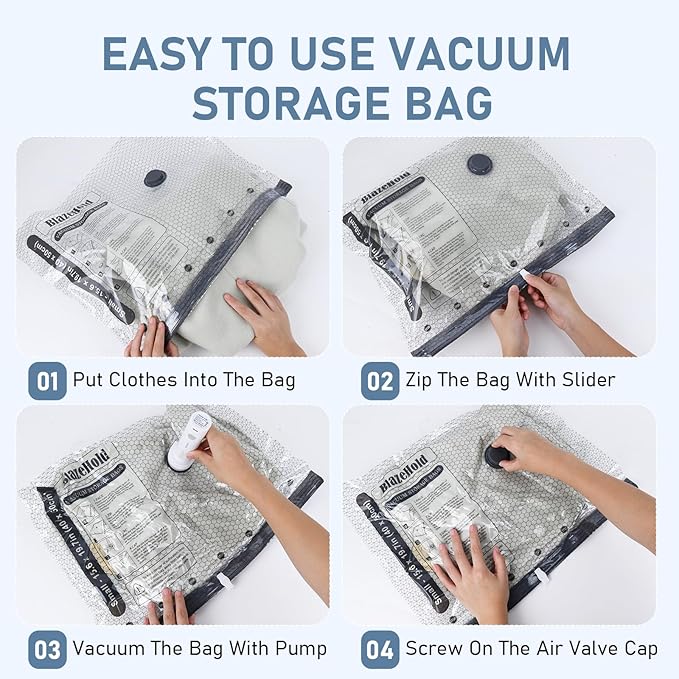 15 Pack Travel Vacuum Storage Bags with Rechargeable Electric Pump, Compression Packing Seal Bag for Luggage and Suitcase, 5 Small + 5 Medium + 5 Large Space Saver Bags for Clothing Travel
