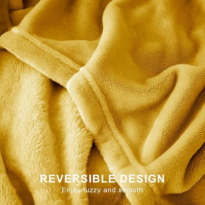 Hansleep Fleece Yellow Twin Blanket, Super Soft Flannel Fuzzy Plush Cozy Blanket for All Seasons, Yellow, Twin 60x80 Inches