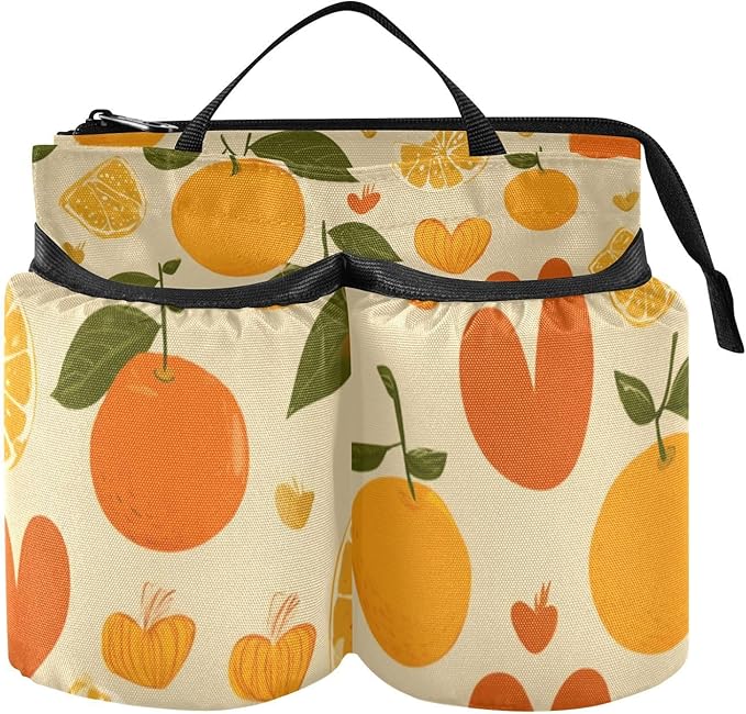 Luggage Cup Holder for Suitcases Free Hands Travel Cup Holder Portable Suitcase Cup Drink Holder Luggage Cup Caddy Bag Carrier Cute Orange and Hearts