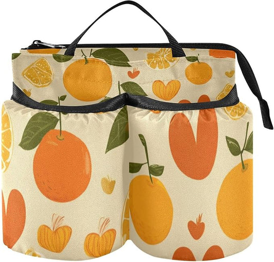 Luggage Cup Holder for Suitcases Free Hands Travel Cup Holder Portable Suitcase Cup Drink Holder Luggage Cup Caddy Bag Carrier Cute Orange and Hearts