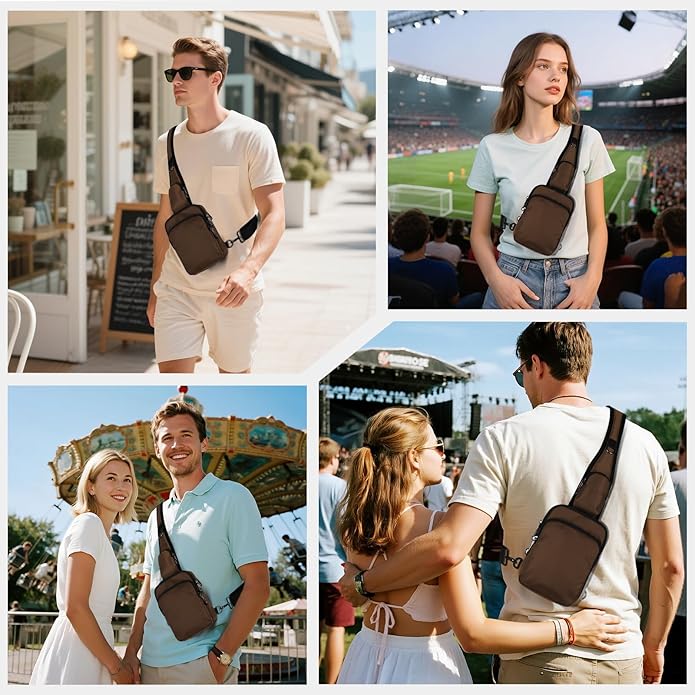VADOO Sling Bag, Crossbody Bag with Zipper Lock, RFID Blocking & Water Resistant for Men and Women