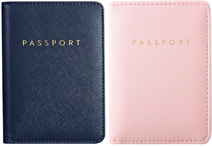 2 Pcs Passport Cover Holder for Travel Waterproof Leather Passport Wallet Case Book Travel Cruise Essentials for Women Men | 2 Pieces, Bridal, Holder, Waterproof, Holder Covers, Travel Wallet