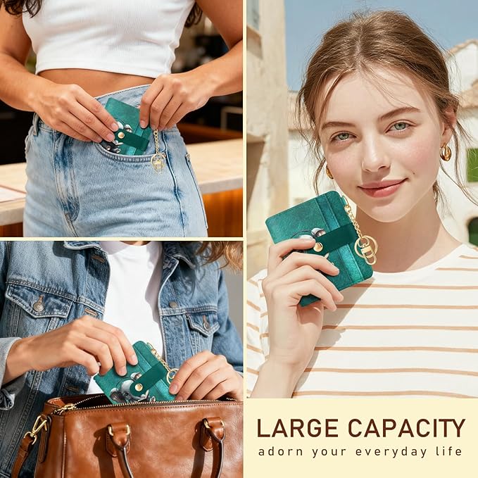Jogjam Elephant Rfid Women Wallet, Small Slim Thin Credit Card Wallet, PU Leather Bifold Cash Zipper Coin Pocket ID Window for Female Ladies Teen Girls Girly