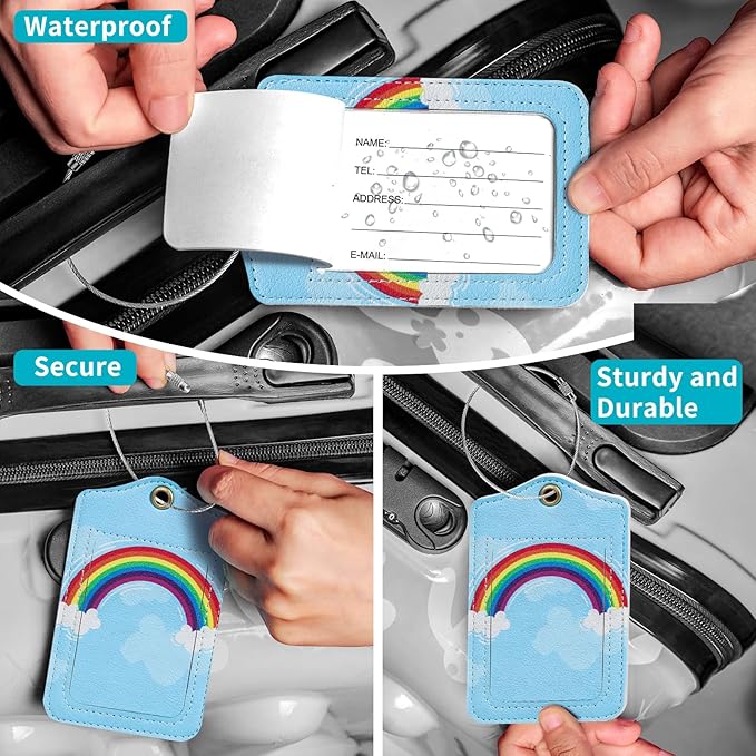 Fishent Luggage Tag, 3 Pack Travel Cruise Luggage Tags for Suitcases, Cute Suitcase Tags Identifiers Bag Tags with Privacy Flap, Baggage Name Tag for Women Men Luggage Backpack Handbag School Bag