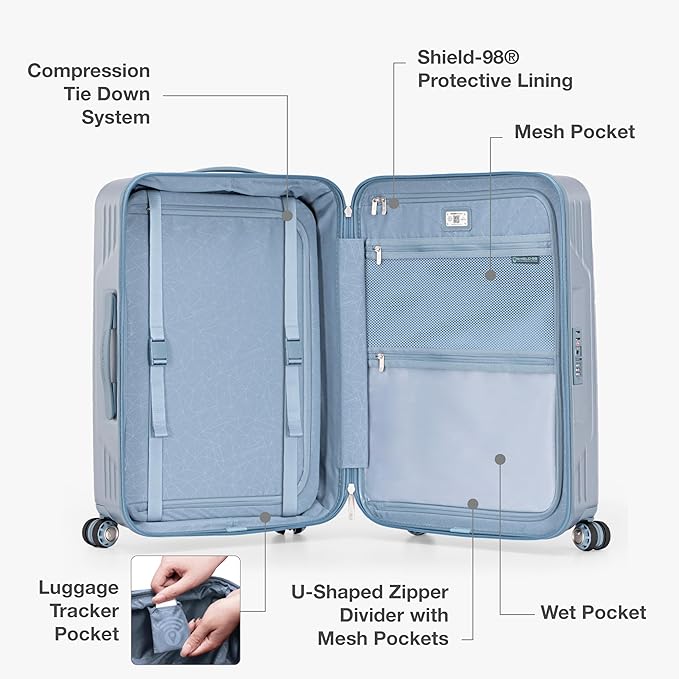 Traveler's Choice Ultimax II Polycarbonate Hardside Luggage with Spinner Wheels, Teal, 25-Inch Medium Luggage