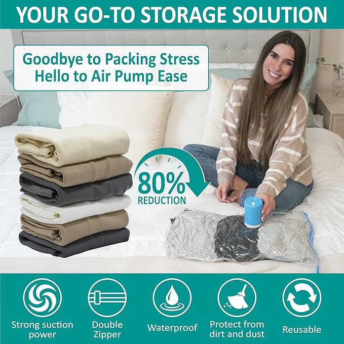 Cozy Essential Travel Vacuum Storage Bags with Rechargeable Cordless USB Pump, Space Saver Bags for Luggage, Suitcase, Carry-On, for Clothes, Blankets, Bedding & Seasonal Storage,30 Combo