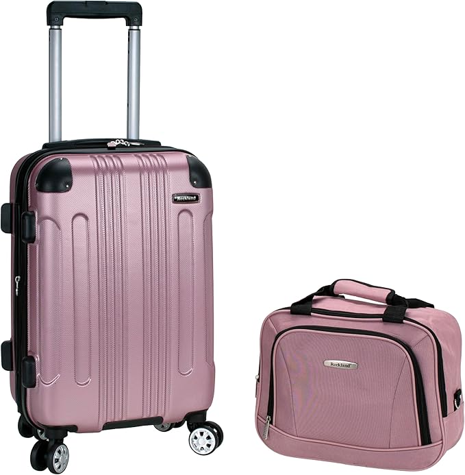 Rockland London Hardside Spinner Wheel Luggage Set, Pink, Carry-On 20-Inch and Tote 14-Inch (F1902-PINK)