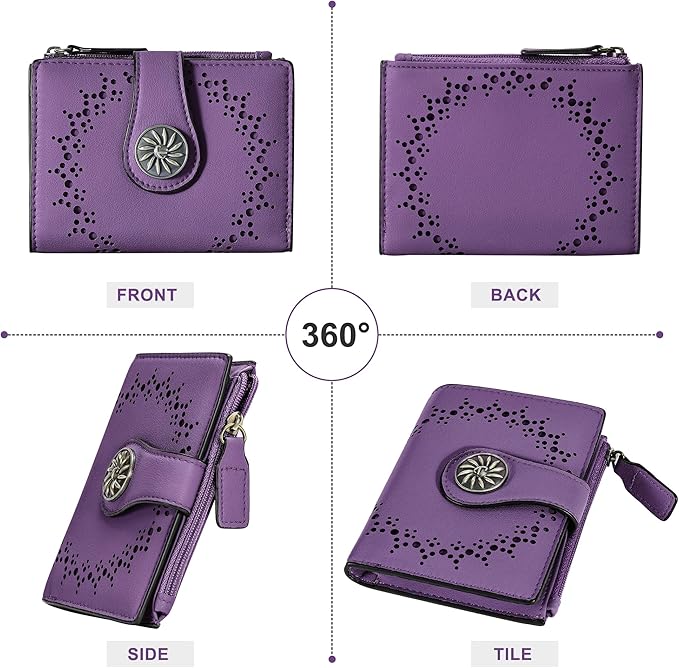 Tipmile Small Wallet for Women Bifold RFID Blocking Card Holder Leather Wallets with Zipper Coin Pocket