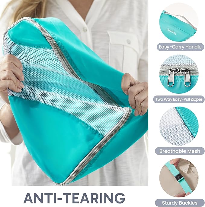 10 Set Packing Cubes for Travel, Gifts for Women Mom,Anti-Tearing Suitcase Organizer for Luggage with Shoe & Hanging Toiletry Bag,OlarHike Vacation Essentials & Accessories for Cruise Ship