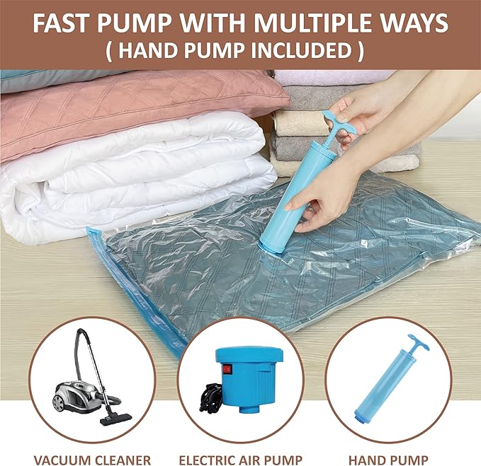 Vacuum Storage Bags, Vacuum Seal Space Saver Bags for Clothing, Travel Lugggage, Carry-on, Blankets, Comforters,Pillow, Bedding, 10 Small