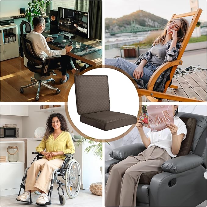 BALAPET Recliner Cushions for Long Sitting, Egg Crate Foam Recliner Cushion for Elderly Reduces Muscle Fatigue and Provides Air Flow, Extra Large Non-Slip Seat Cushion with Back Support(20*20*4in)