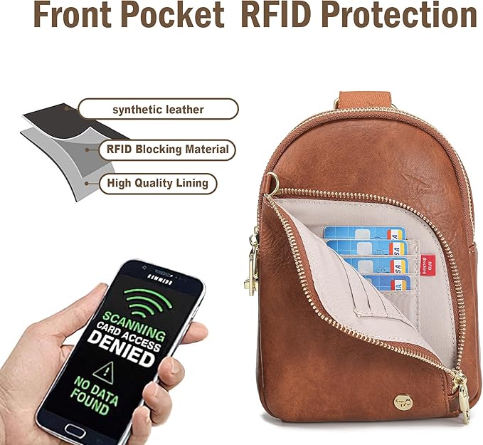 INICAT RFID Blocking Sling Bag, Anti Theft Crossbody Bag for Women, Travel Fanny Pack Style Purse, Vegan Leather