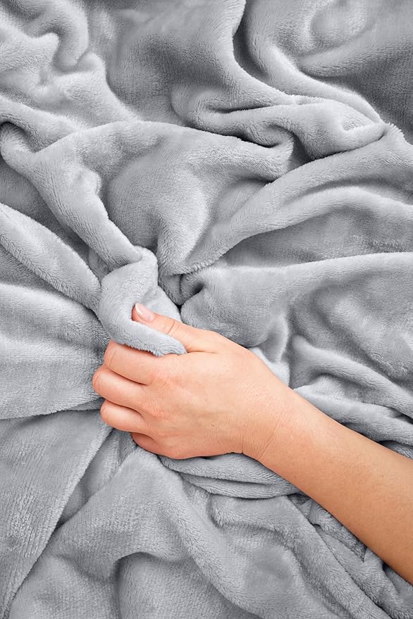 EverSnug Travel Blanket and Pillow - Ultra-Soft, Compact & Lightweight, 65x40 Inches, with Carry Case, Luggage Sleeve & Backpack Clip for Airplane Comfort (Light Grey)