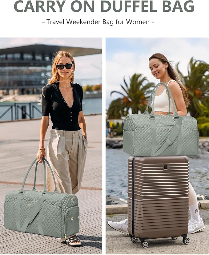 Women Weekender Travel Duffle Bag: Travel Duffel Overnight Bags with Shoe Compartment Large Carry on Tote with Toiletry Bag Weekend Traveling Yoga Gym Hospital Bag for Women with Wet Pocket Green