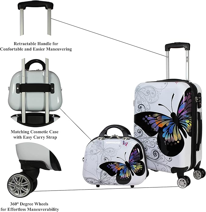 World Traveler Butterfly Luggage, 4-Piece Set