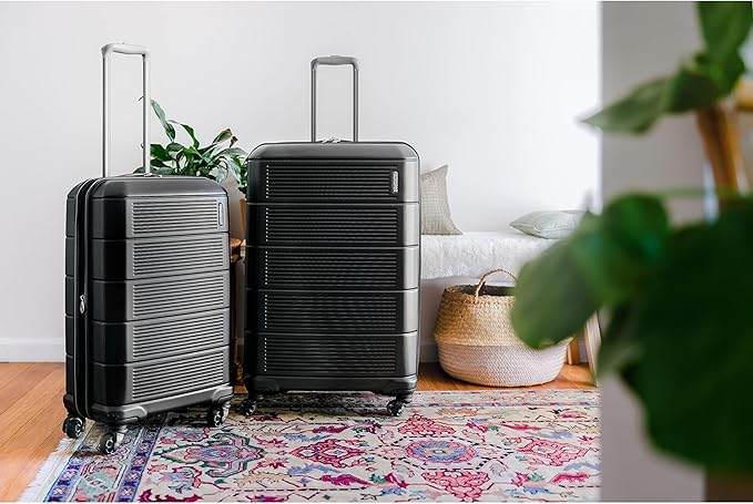 American Tourister Stratum 2.0 Expandable Hardside Luggage with Spinner Wheels, 24" SPINNER, Jet Black